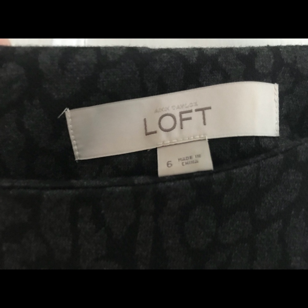 LOFT Grey and black animal print dress - Picture 3 of 3